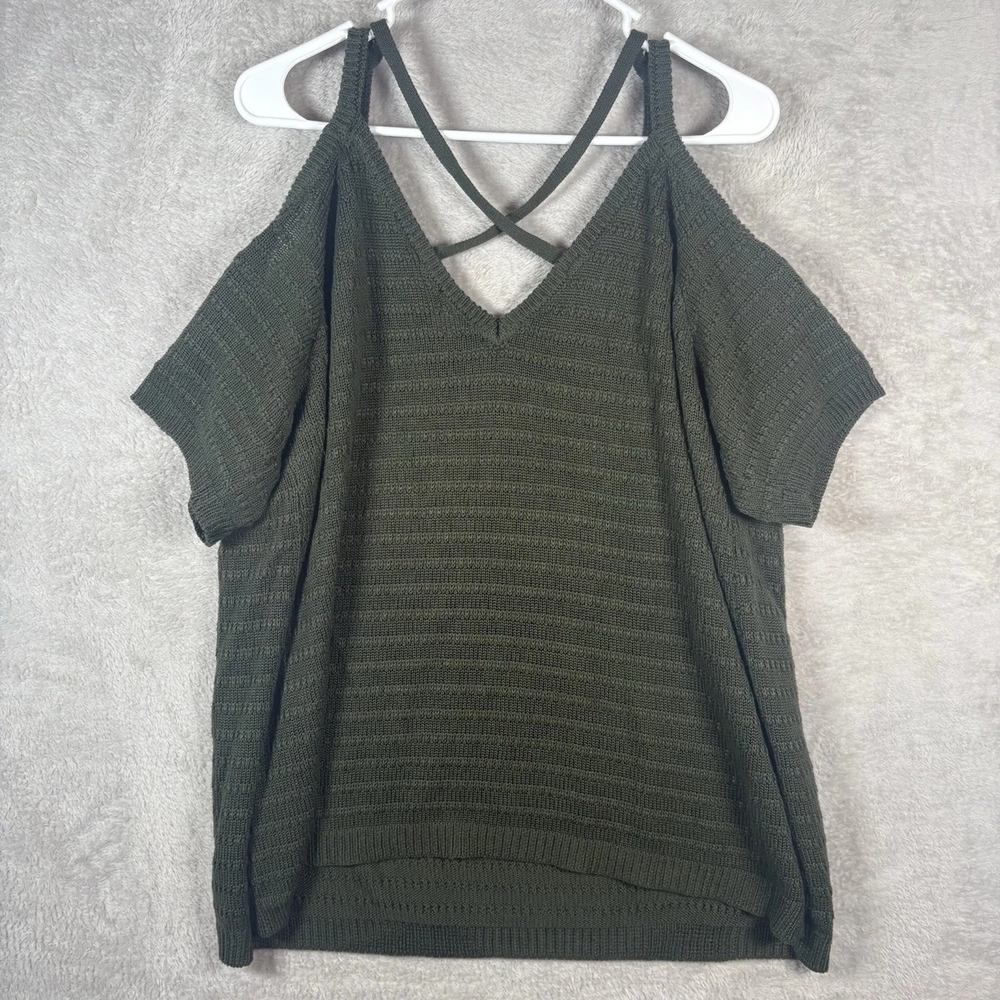Torrid 00 Olive Green Cold Shoulder Blouse